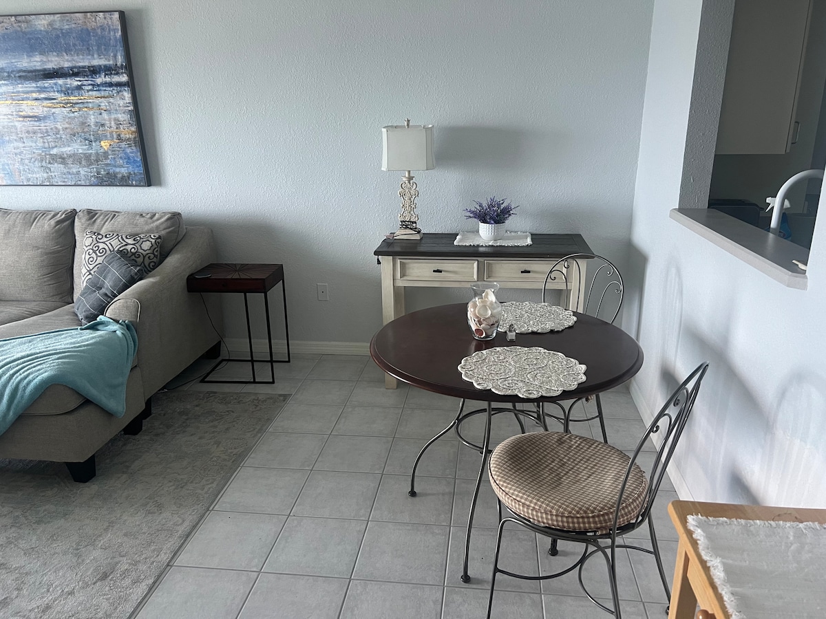 Full kitchen with dining area and modern appliances