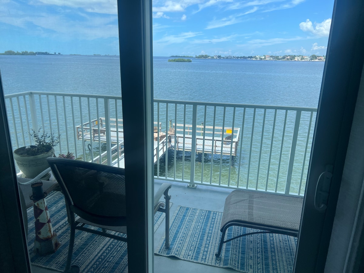 Main waterfront view from condo balcony